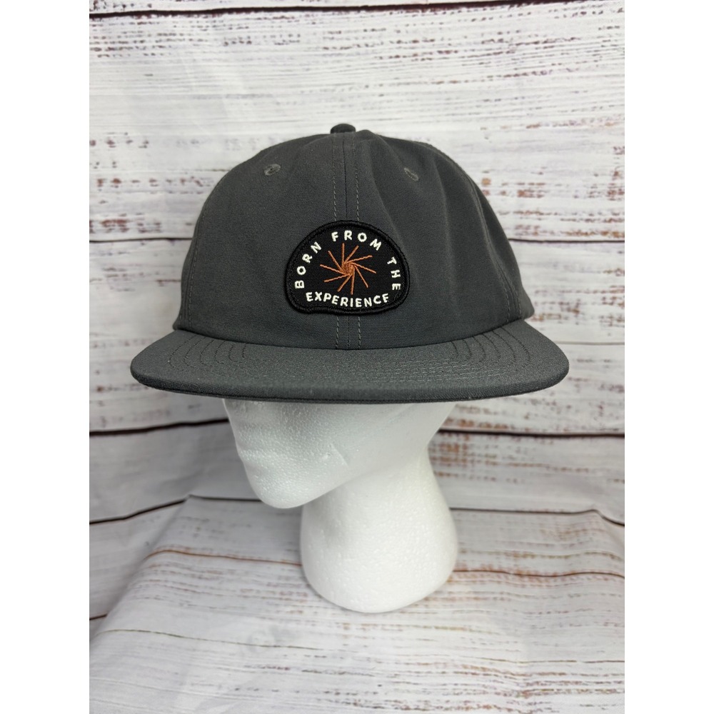 Prana Gazin Patch Hat Charcoal Grey Born From The Experience Snapback Cap NEW